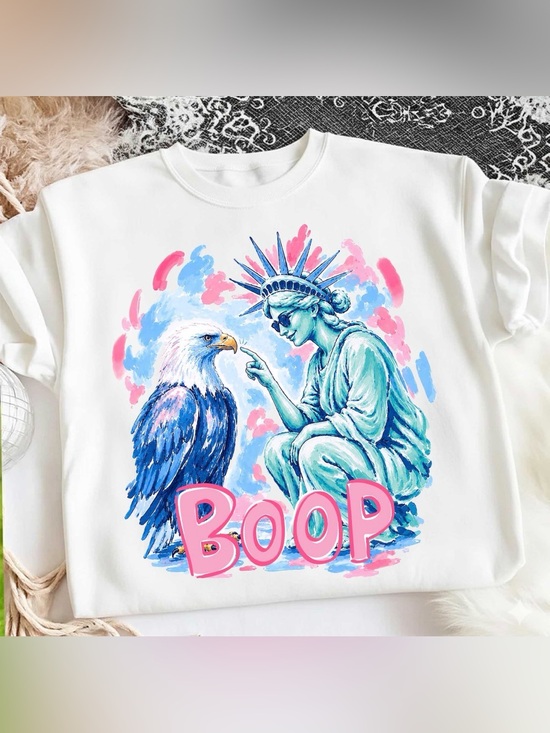 Hand Crafted Tops - Boop Statue Of Liberty Shirt